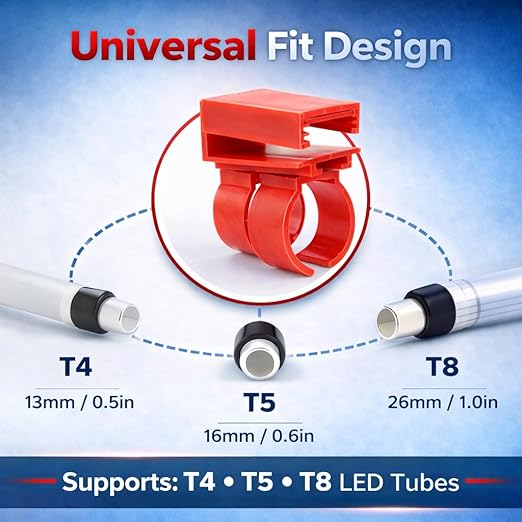 Petzlifeworld  Universal Aquarium Light Clip Holder, LED Tube Mount Brackets for Fish Tank, Durable Plastic Clamp for Aquarium Lighting Support (Red)