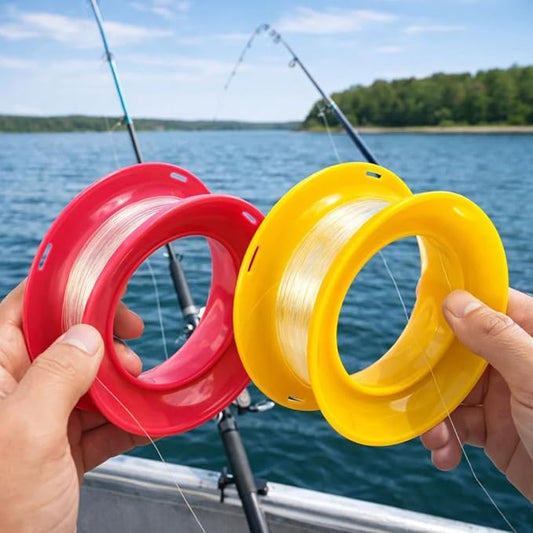 Petzlifeworld 2 Pcs Hand-Woven-Style Fishing Reel (Plastic Spool) – Manual Spin Casting Portable Hand-Held Reel | Random Colour | Compatible with Fishing Rods for Freshwater & Saltwater Angling