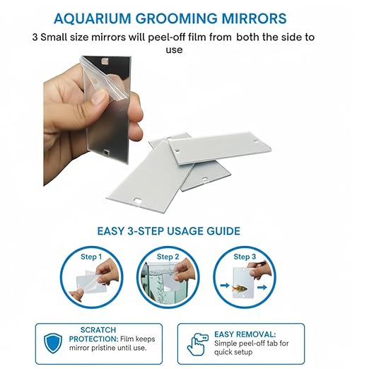 Petzlifeworld Rumble Fish Grooming Mirror for Aquarium Fish Training Mirror (10.5 cm H × 5.6 cm L)| Floating Ball & Suction Cup, Interactive Exercise Toy for Fish & Stress Relief