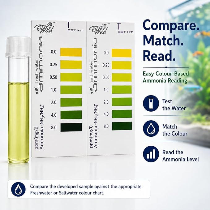 Aquatic Remedies Wild Ammonia Test Kit Suitable for Fresh Water and Salt Water (50 Tests)