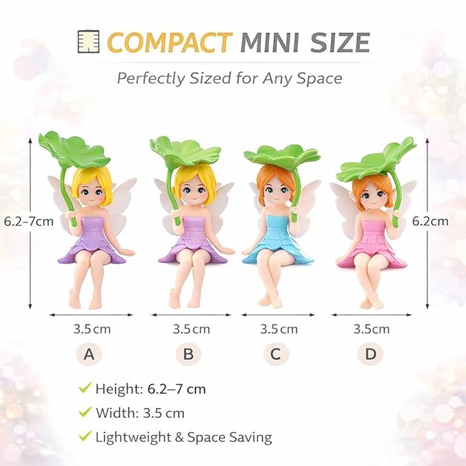 Petzlifeworld Cute Lotus Leaf Fairy Figurines (2 Pcs) | Miniature Aquarium Decoration, Car Dashboard Decor, Home Tabletop Showpiece | Aesthetic Gift for Girls, Women & Couples
