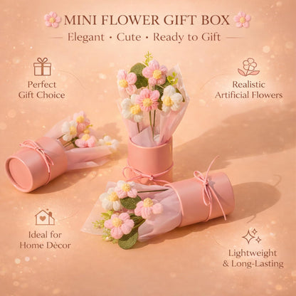 petzlifeworld Handmade Crochet Flower Bouquet with Pink Vase – Artificial Pink & White Daisy Flowers in Gift Box | Cute Home Decor for Desk, Bedroom, Office for Girls, Couples & Friends