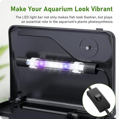 Nemo (RX-230 Thunder Black) Aquarium Starter Kit Small Acrylic Betta Fish Tank Desktop with Filter Pump LED Light, Crystal Clear 360° Viewing, Shatter-Resistant & Leak-Proof Base|Size - 28*23*16cm
