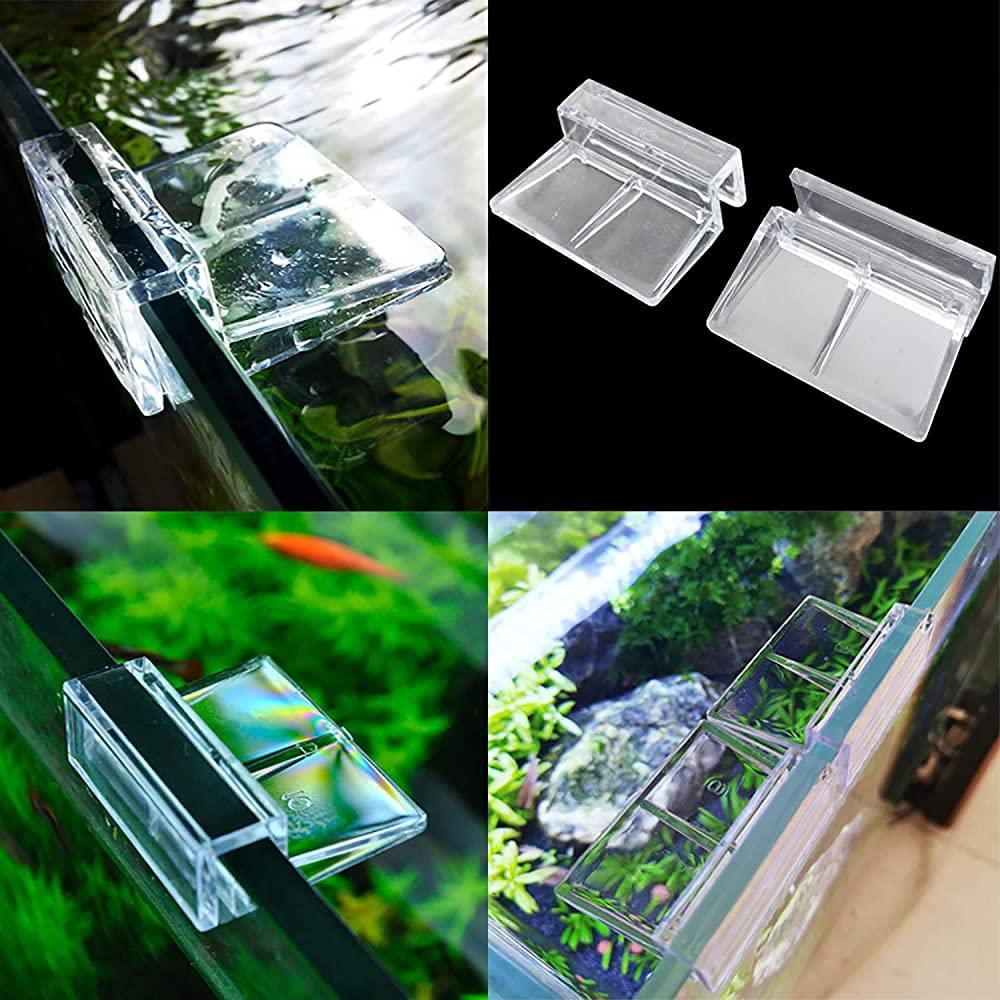 PetzLifeworld 6 Pcs Transparent Acrylic Fish Tank Top Glass Cover Support Clip Lid Holder Support