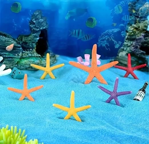 PetzLifeworld 4 Pcs Artificial Simulation Mixed Colour Starfish Decoration for Aquarium Fish Tank,Arts and Crafts | Looks Like Real | Colour Wont Fade