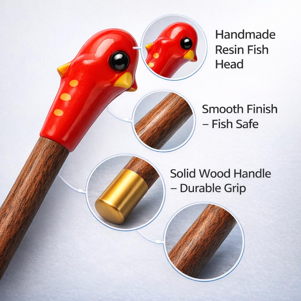 petzlifeworld 1 Pcs Betta Fish Training Wand Stick – Interactive Fish Toy for Betta, Encourages Tail Flaring & Activity, Wooden Handle with Resin Fish Head, Lightweight Training Tool (Random Color)