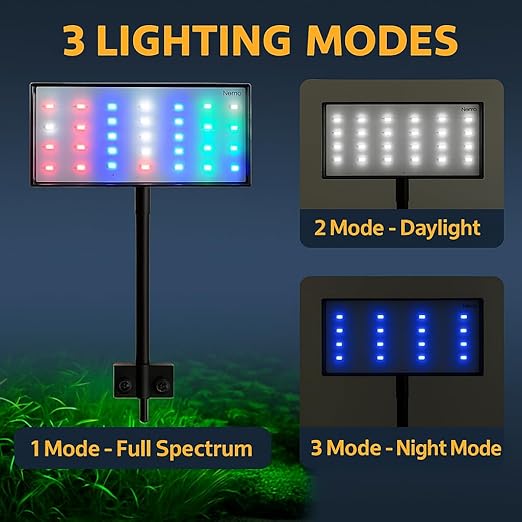 Petzlifeworld Nemo E-500 | 10W Multi-Mode WRGB Aquarium LED Light | Clip-On Lamp for Upto 2 Feet Tank | Ultra-Thin-Sleek Design | 3 Lighting Modes | Energy-Efficient & Splash-Proof