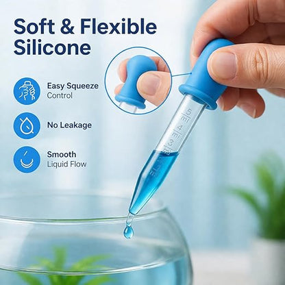 petzlifeworld 5ML Silicone Pipette Dropper (2 PCS) – Aquarium Feeding, Fertilizer Dosing & Liquid Transfer | Accurate Measurement, Soft Flexible Bulb, Easy Squeeze for Fish, Artemia, Lab, Resin & DIY