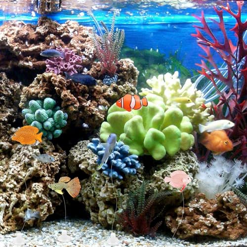 PetzLifeworld 2 Pcs Artificial Silicon Floating Simulating Fake Fish for Aquarium Fish Tank Decorations | Looks Like Real Fish | No Harm to Fish | No Colour Fade (Marine Fish)