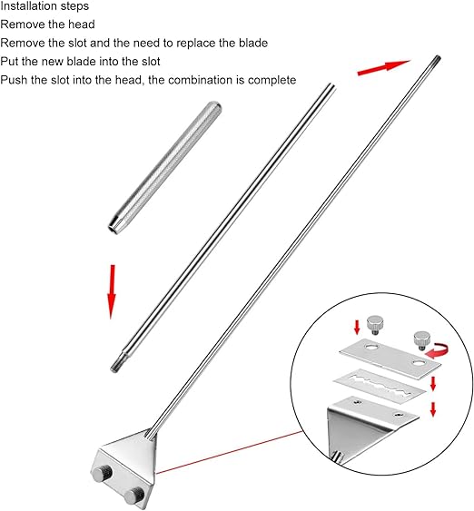 Petzlifeworld Stainless Steel Long Handle Algae Scrapper Extendable (45Cm) with Stainless Steel Blade for Aquarium Fish Tank