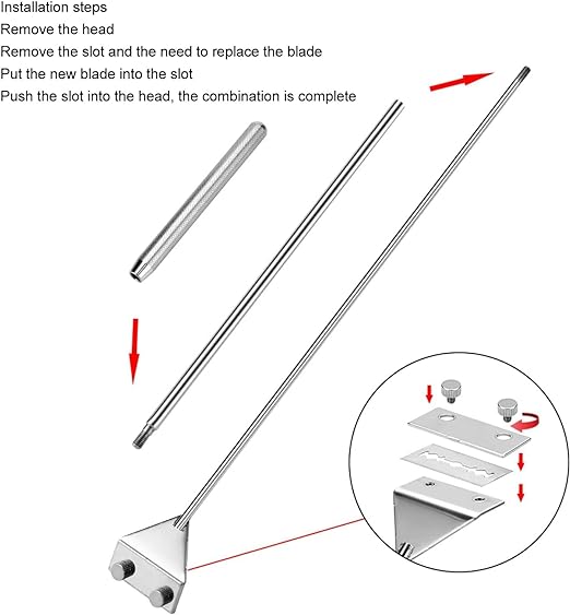 Petzlifeworld Stainless Steel Long Handle Algae Scrapper Extendable (30~70Cm) with Stainless Steel Blade for Aquarium Fish Tank