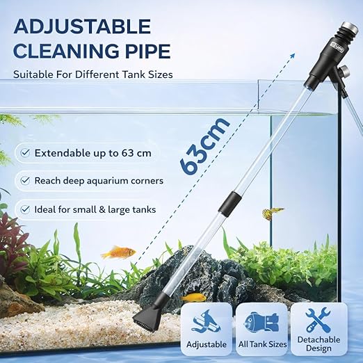 YEE Aquarium Water Changer Gravel Cleaner – Manual Siphon Vacuum Pump Fish Tank Cleaning Tool with Adjustable Pipe, Built-in Filter Screen & 200cm Drain Hose for Easy Water Change