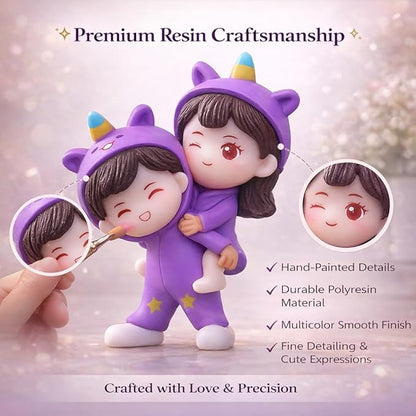 petzlifeworld Purple Miniature Cute Couple Statue – Girl on Boy’s Shoulder Resin Showpiece | Romantic Gift for Girlfriend, Boyfriend, Husband, Wife | Mini Desk & Car Dashboard Decor (6 cm)