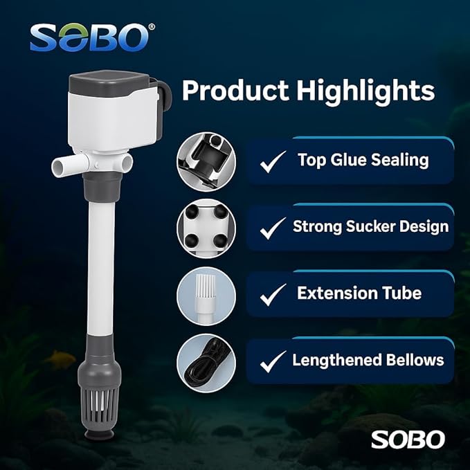 SOBO AQ Series Upgraded Version Aquarium White 3 in 1 Submersible Water Filter Pump Power Head