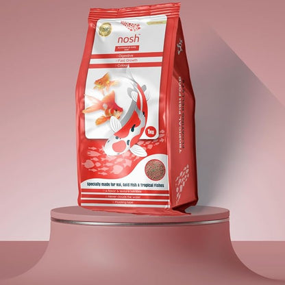 PetzLifeworld Nosh 1Kg Economical Daily Diet Aquarium Fish Food, Specially Made for Koi, Gold Fish and Tropical Fish Food | Floating Pellets | Wont Cloud The Water