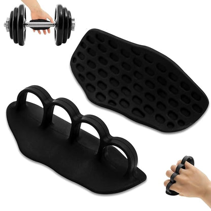Petzlifeworld Anti-Slip Rubber Gym Workout Grips for Weight Lifting – Palm Protection Deadlift Grip Pads for Barbell, Dumbbell & Pull Ups – Ergonomic Finger Loop Lifting Grips for Men & Women (Black)