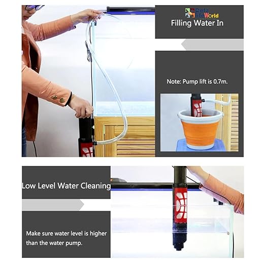 SUNSUN  HXS Series 6W | 300L/Hr Aquarium Electric & DC Multifunction Gravel Cleaner Sand Washing & Water Changer , Quickly and Easily Clean Your Aquarium