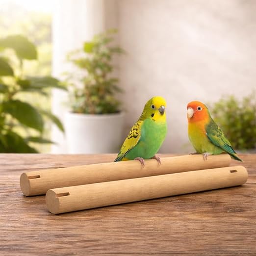 PetzLifeworld 2pcs 2 Feet Natural Wooden Stick for Bird Cage – Sturdy Standing Poles for Parrots, Budgerigars & African Love Birds | Durable Wooden Design for Comfort & Activity (Only Stick)