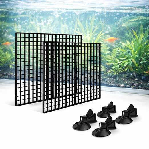 Petzlifeworld Fish Tank Divider Egg Crate Panel with Clips | 30×30cm PP Plastic Aquarium Divider Grid | Cuttable Mesh for Fish, Turtle, Reptile & Plant Tank Separation-Black And White