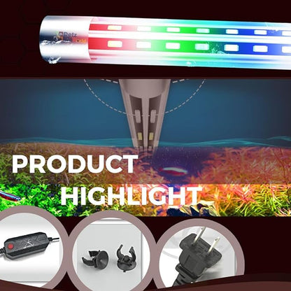 Nemo Submersible Colour Changing Double Row LED Light for Aquarium Fish Tank | WRGB | 3 Mode | Water Proof | Alluminium Case