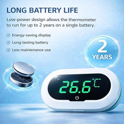 YEE Digital Aquarium Thermometer with LCD Display, High Accuracy ±0.1°C Fish Tank Temperature Monitor, Touch Wake-Up Screen, 0-50°C Temperature Range