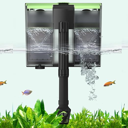 YEE Built in UV Light Fitted Hang On Back Filter (YBB-007) - 8 Watts, 650L/Hr with Surface Skimmer and Flow Control Knob for Aquarium Fish Tank Clear Water