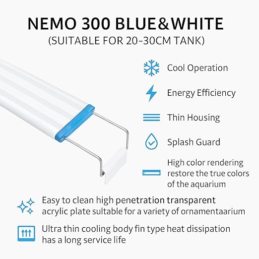 Nemo P-300  Aquarium LED Light – Suitable for 20–30 cm Tanks | Energy Efficient, High Color Rendering, Ultra-Thin Design