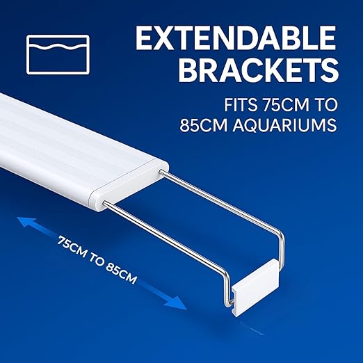 PETZLIFEWORLD 800 Series 33W LED Aquarium Light – Full Spectrum (WRGB) High Brightness, Extendable Brackets (75–85cm), Energy-Saving Fish Tank Lighting for Freshwater & Saltwater Plants