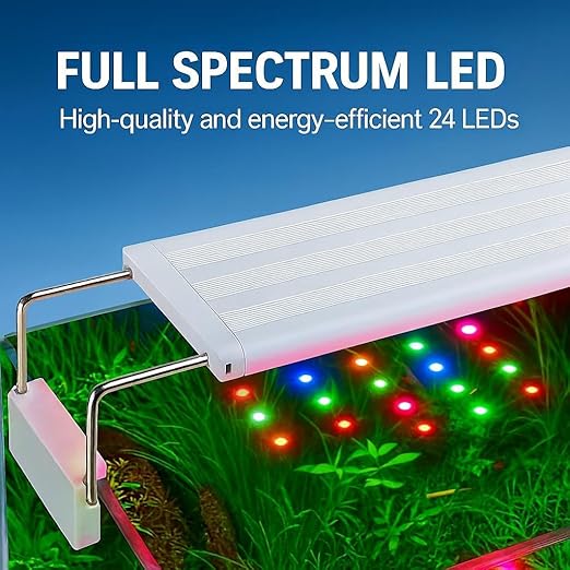 Petzlifeworld P-600 Series LED Aquarium Light – Full Spectrum High Brightness, Extendable Brackets (50–60cm), Energy-Saving Fish Tank Lighting for Freshwater & Saltwater Plants
