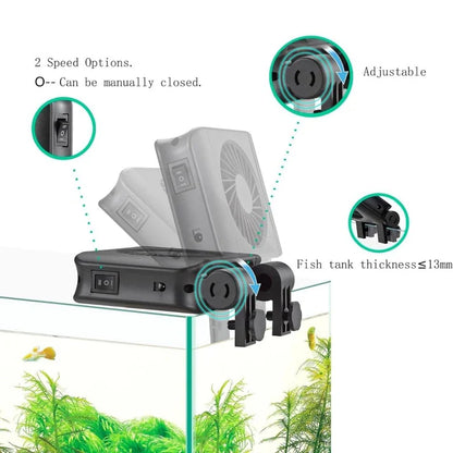 Petzlifeworld Single Head Fish Tank Cooling Fan 2 wind speed controlled