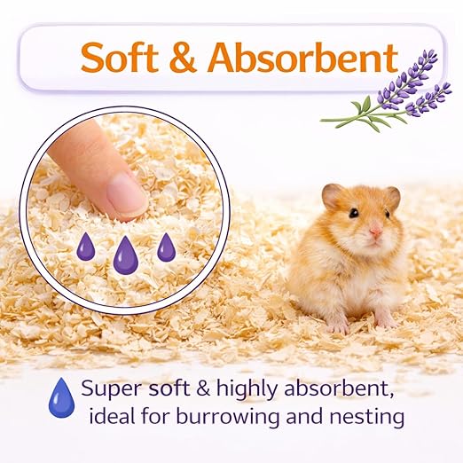 petzlifeworld Lavender Scented Small Pet Bedding 1KG | Soft & Highly Absorbent Wood Shavings | Low Dust Formula | Odor Control | Safe for Hamsters, Guinea Pigs, Rabbits & Other Small Animals