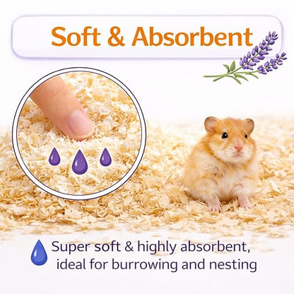 petzlifeworld Lavender Scented Small Pet Bedding 1KG | Soft & Highly Absorbent Wood Shavings | Low Dust Formula | Odor Control | Safe for Hamsters, Guinea Pigs, Rabbits & Other Small Animals