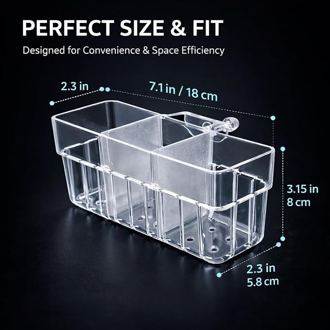 petzlifeworld 1Pcs Clear Acrylic Three-Compartment Hanging Hydroponic Planter | Hanging Plant Holder with Visible Root Growth | Decorative Aquatic Planter for Fish Tanks (18 × 6.5 × 8 cm)