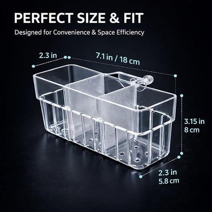 petzlifeworld 1Pcs Clear Acrylic Three-Compartment Hanging Hydroponic Planter | Hanging Plant Holder with Visible Root Growth | Decorative Aquatic Planter for Fish Tanks (18 × 6.5 × 8 cm)