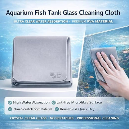 Yee Aquarium Fish Tank Glass Cleaning Cloth – Ultra Absorbent PVA Microfibre Towel, Lint-Free Non-Scratch Cleaner, Quick Dry Reusable Cloth for Crystal Clear Tank Glass