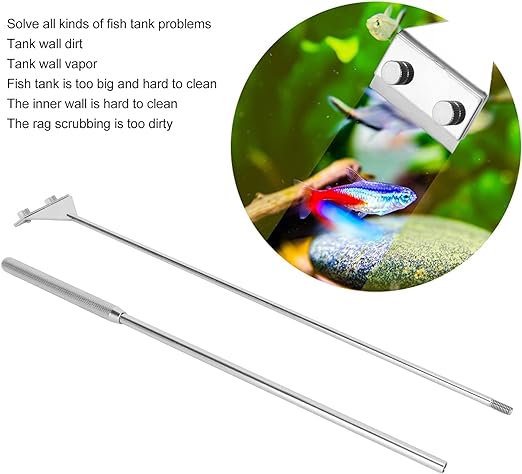 Petzlifeworld Stainless Steel Long Handle Algae Scrapper Extendable (45Cm) with Stainless Steel Blade for Aquarium Fish Tank