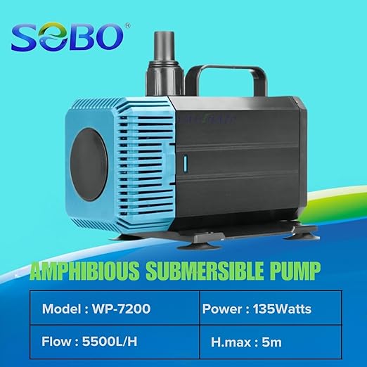 Sobo Submersible Aquarium Water Lifting Pump Suitable For Hydroponics, Pond, Fountain and Sump Filter Systems Power Head Wp-7200 and wp-5200