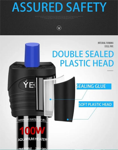 YEE SS 304 Grade Stainless Steel Completely Submersible Automatic Aquarium Fish Tank Heater (300 Watts)