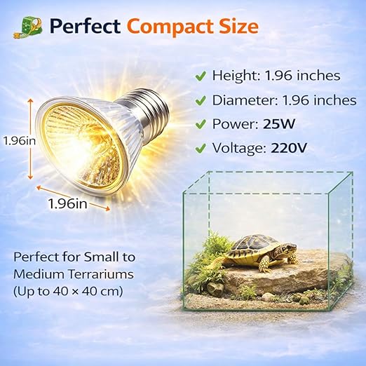 Petzlifeworld  1 Pcs Reptile UVB + UVA Heat Lamp  E27 Base, Basking Light for Turtle Tortoise Lizard Frog Snake, Dual Spectrum UV Light for Calcium Growth & Heating, Terrarium Aquarium Bulb