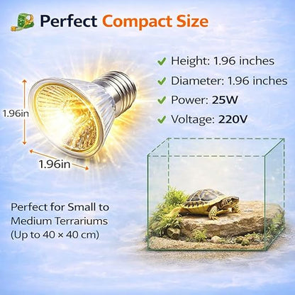Petzlifeworld  1 Pcs Reptile UVB + UVA Heat Lamp  E27 Base, Basking Light for Turtle Tortoise Lizard Frog Snake, Dual Spectrum UV Light for Calcium Growth & Heating, Terrarium Aquarium Bulb