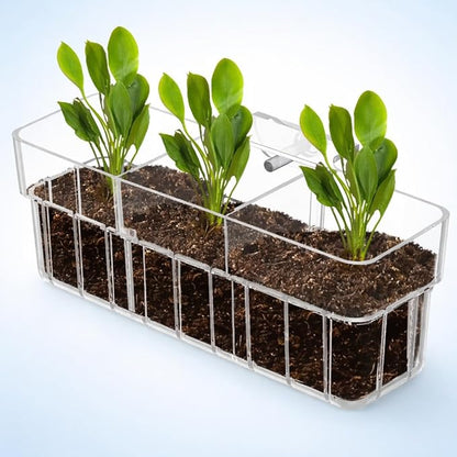 petzlifeworld 1Pcs Clear Acrylic Three-Compartment Hanging Hydroponic Planter | Hanging Plant Holder with Visible Root Growth | Decorative Aquatic Planter for Fish Tanks (18 × 6.5 × 8 cm)