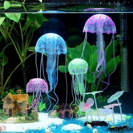 Petzlifeworld All Life Stages Glowing Effect Floating Jellyfish Fish Tank Ornament Decor (1 Pcs, Random Color)