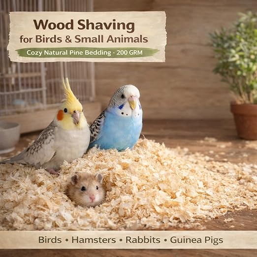 petzlifeworld 200 GRM Wood Shaving for Birds, Hamsters & Small Animals – Natural Pine Bedding | Odor Control | High Absorption | Low Dust | Nesting & Cage Base Material