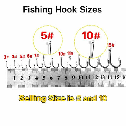 Petzlifeworld 100 Pcs Carbon Steel Fishing Hooks with Storage Box | Strong, Sharp & Rust Resistant Fish Hooks for Freshwater & Saltwater Fishing | Size 5