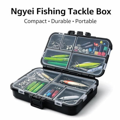petzlifeworld Mini  and small Portable Fishing Tackle Box, 1pc Black Multi-Compartment Organizer with Lockable Lid & Design, Durable Lure Storage Case for Hooks, Rigs & Fishing Gear, Ideal for Anglers & Outdoor Use