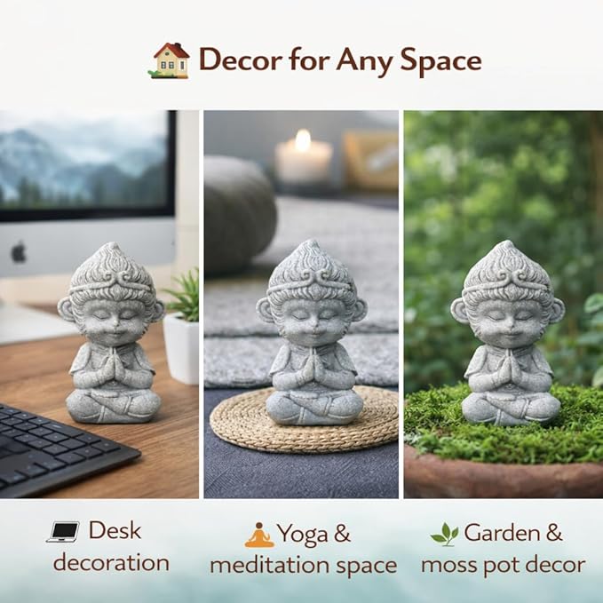 Petzlifeworld Mini Sun Wukong Meditation Statue – Cute Monkey King Resin Figurine for Aquarium, Garden, Desk, Zen Decor, Moss Pot & Fish Tank Decoration by Petzlifeworld