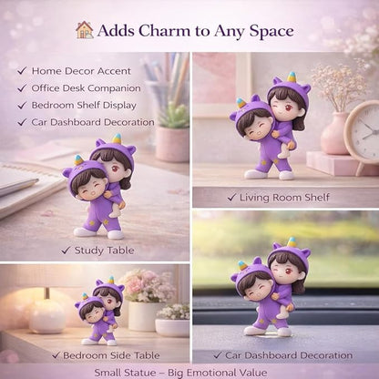 petzlifeworld Purple Miniature Cute Couple Statue – Girl on Boy’s Shoulder Resin Showpiece | Romantic Gift for Girlfriend, Boyfriend, Husband, Wife | Mini Desk & Car Dashboard Decor (6 cm)