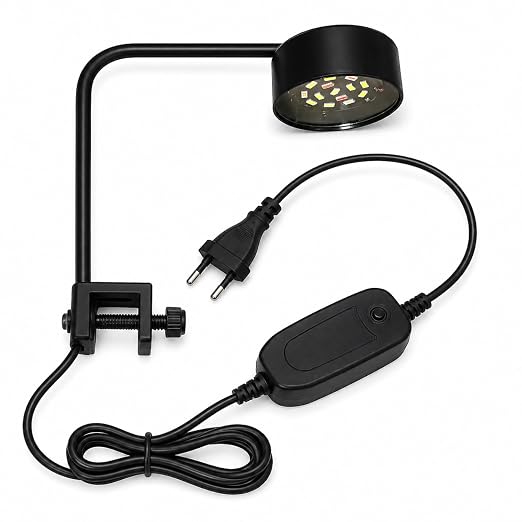 Petzlifeworld Liny WH-570 Aquarium LED Clip Light 8W | White LED Aquarium Lamp for 20–30cm Fish Tanks | AC 220V Energy Efficient Lighting | Easy Clip-On Design for Nano Tanks Aquariums
