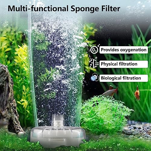 Nepall Aquarium Mini Bio Sponge Nano Fish Tank and Bowl Filter | Ultra Thin Transparent Filter with BioSponge,Media and Airstone | Easy to Clean (NX-300 | 8Cm*5Cm)