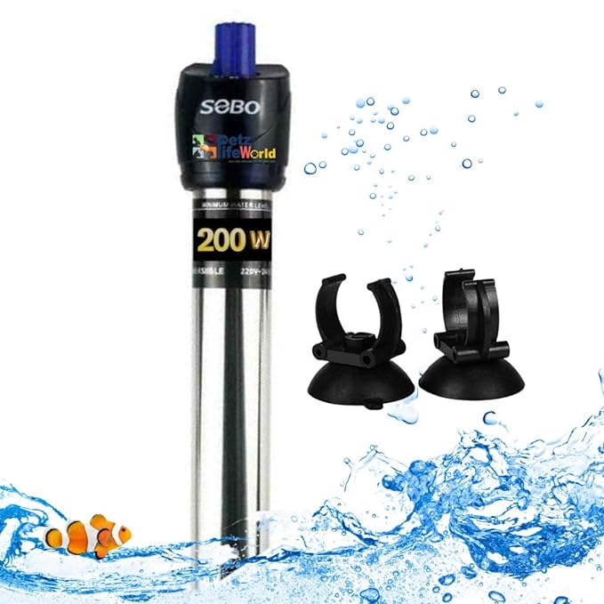 Sobo HC Series 200W Submersible Stainless Steel Aquarium Heater | Efficient Automatic Heating for Your Aquarium
